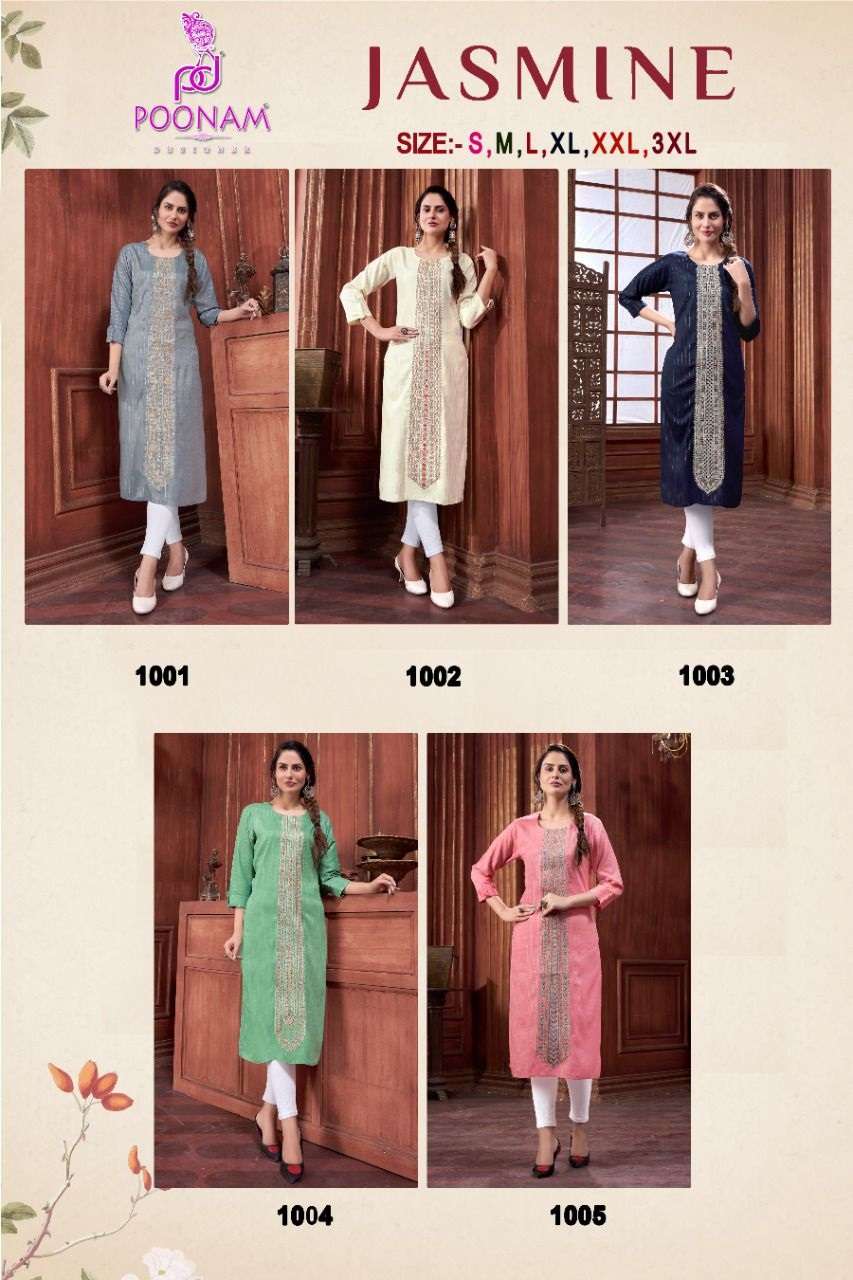 Poonam Designer-Jasmin-Pure-Rayon-Jari-Cording-Embroidery-Work-Straight-Kurti-Collage